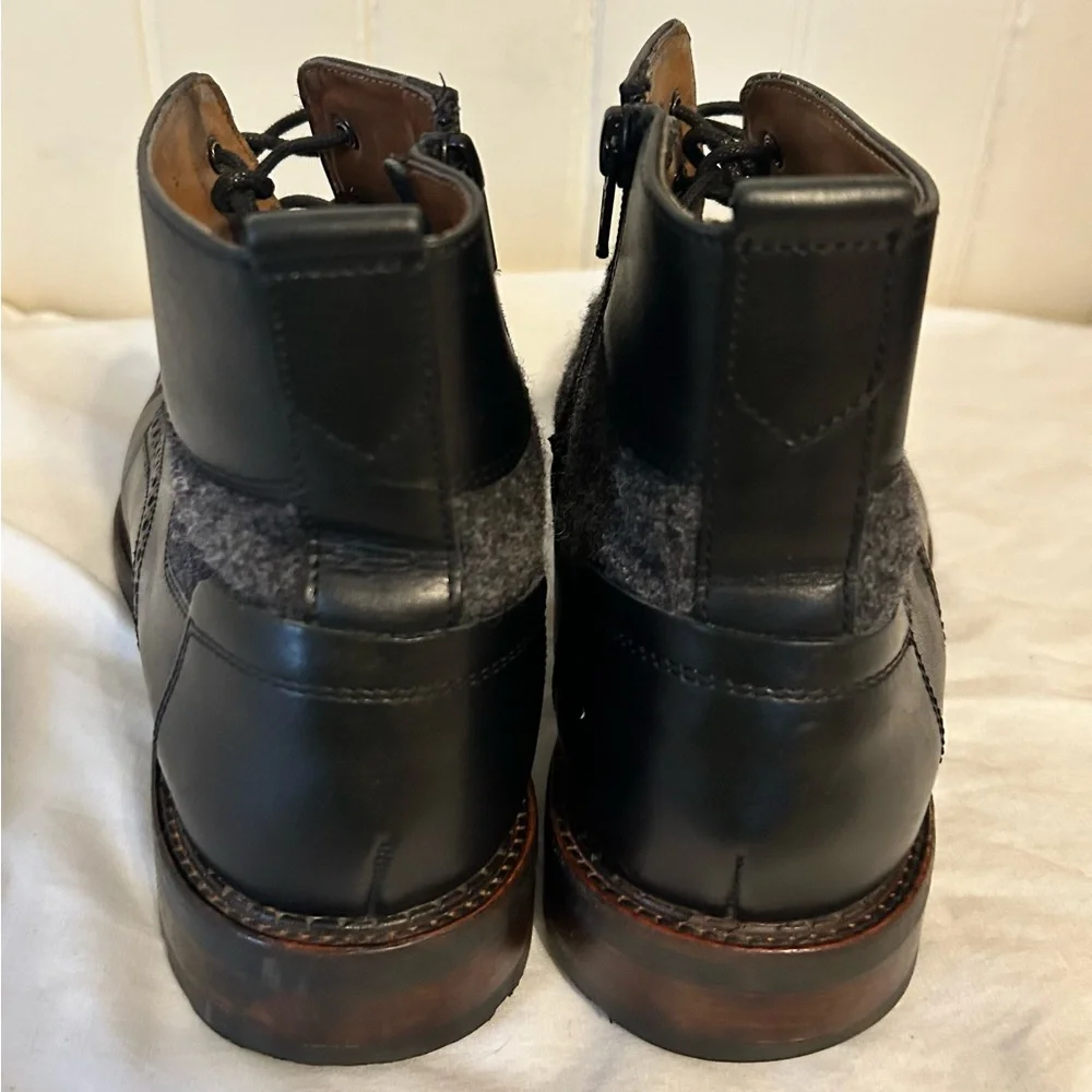 Johnston & Murphy Fullerton Mixed Media Cap-Toe Boots- Black-Size 10